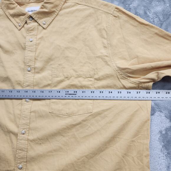 NEW Goodfellow & Co Shirt Mens XXL Yellow Sandy Gold Corduroy Cotton Long Sleeve - Picture 9 of 11